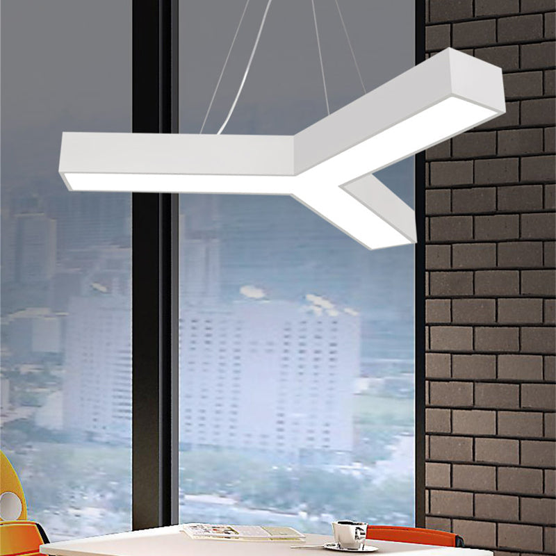 Modern Led Suspension Lamp With Recessed Diffuser And Y-Shaped Metal Design - Black/White 22/29/29.5