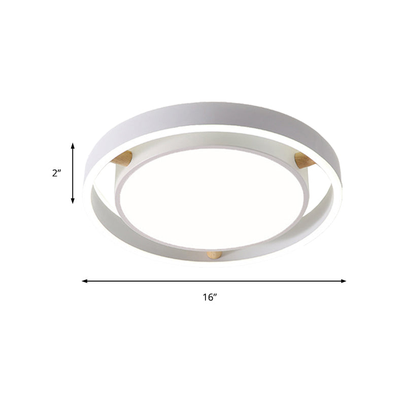 Red Nordic Style Flush Mount Light - Acrylic Metal Ceiling Lamp For Kindergarten