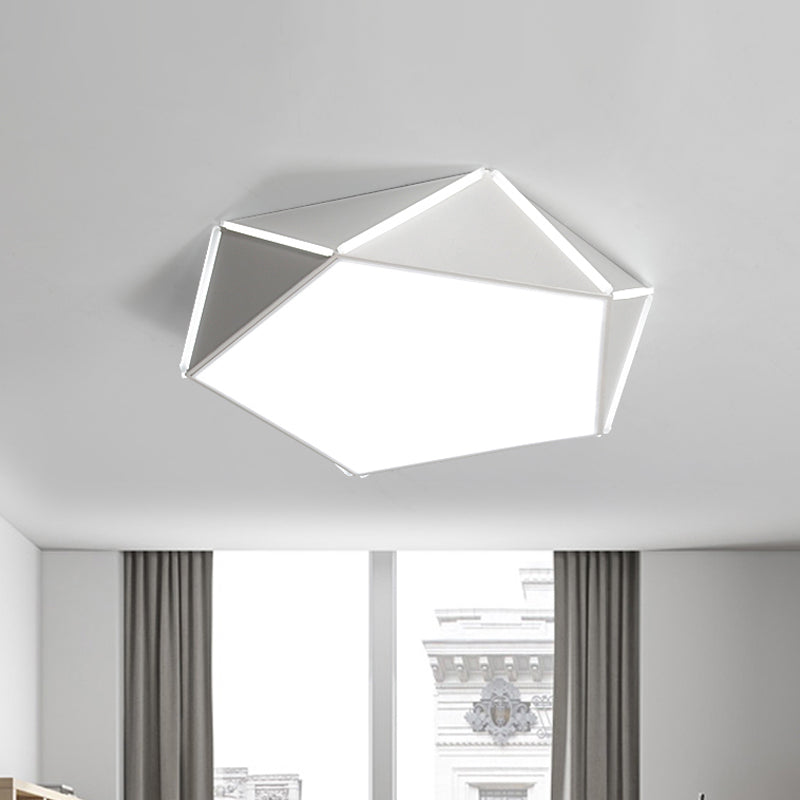 Nordic Led Ceiling Lamp - Pentagon Flush Mount Light With Acrylic Panel White / 16 Warm