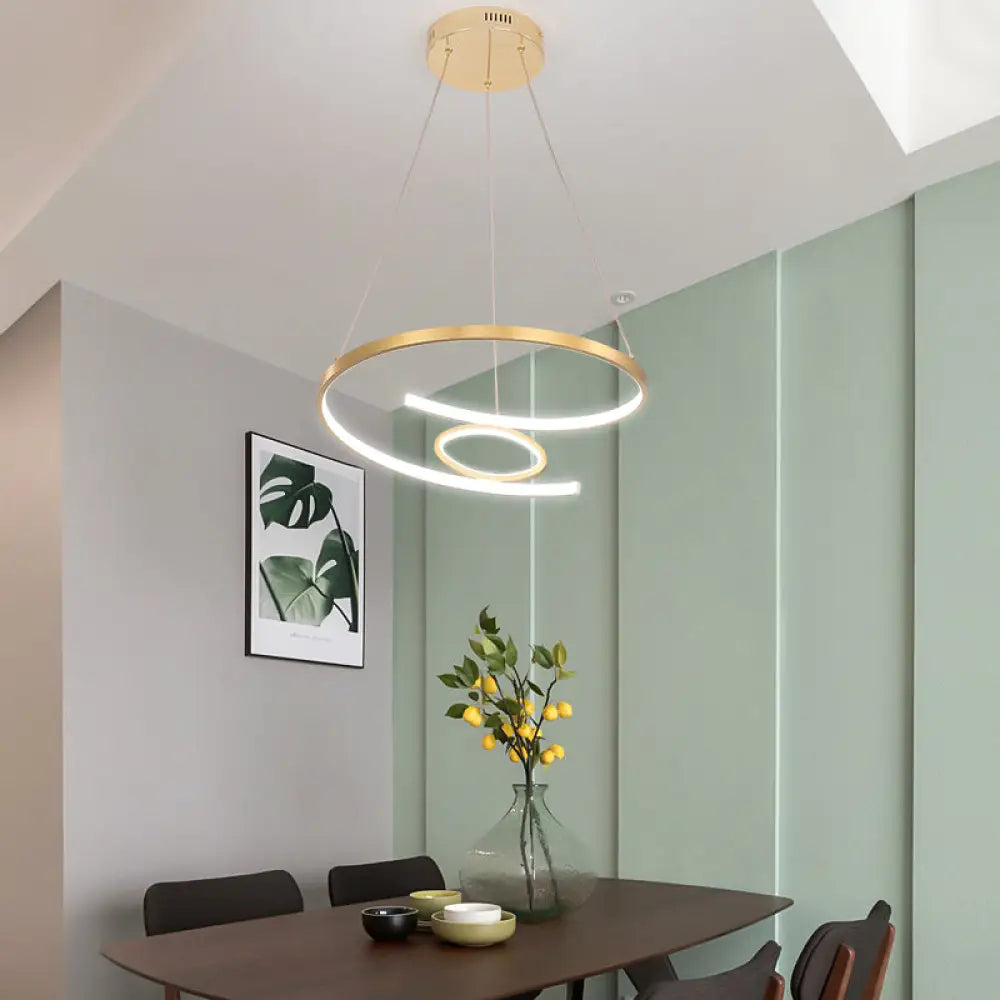 18’/23.5’ Wide Modern Acrylic Led Gold Chandelier Pendant Lamp In White/Warm Light For Living Room