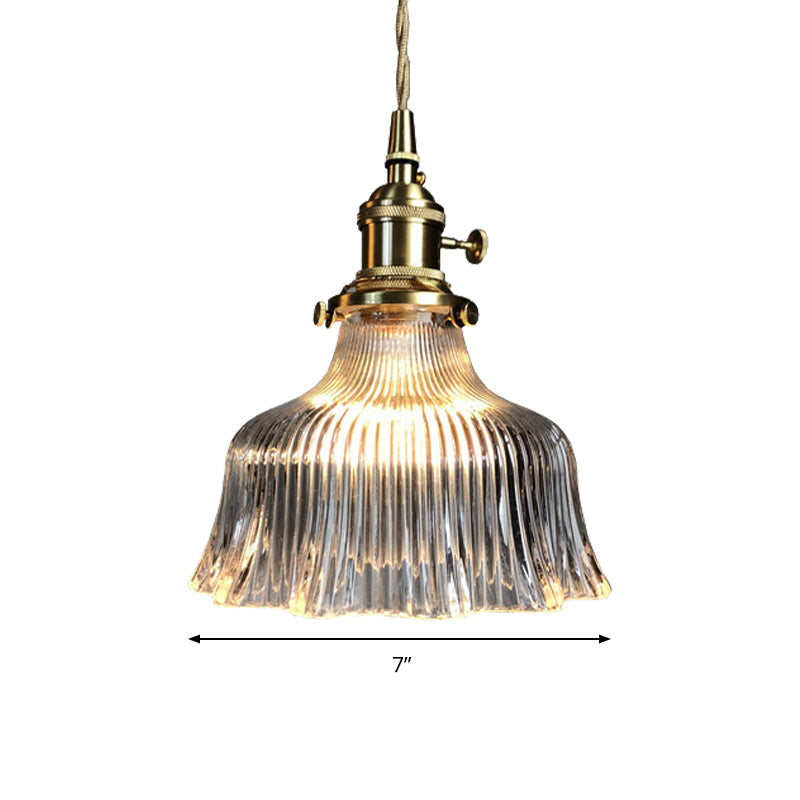 Fluted Glass Pendant Light With Brass Lamp Socket - Contemporary Kitchen Lighting
This Revised