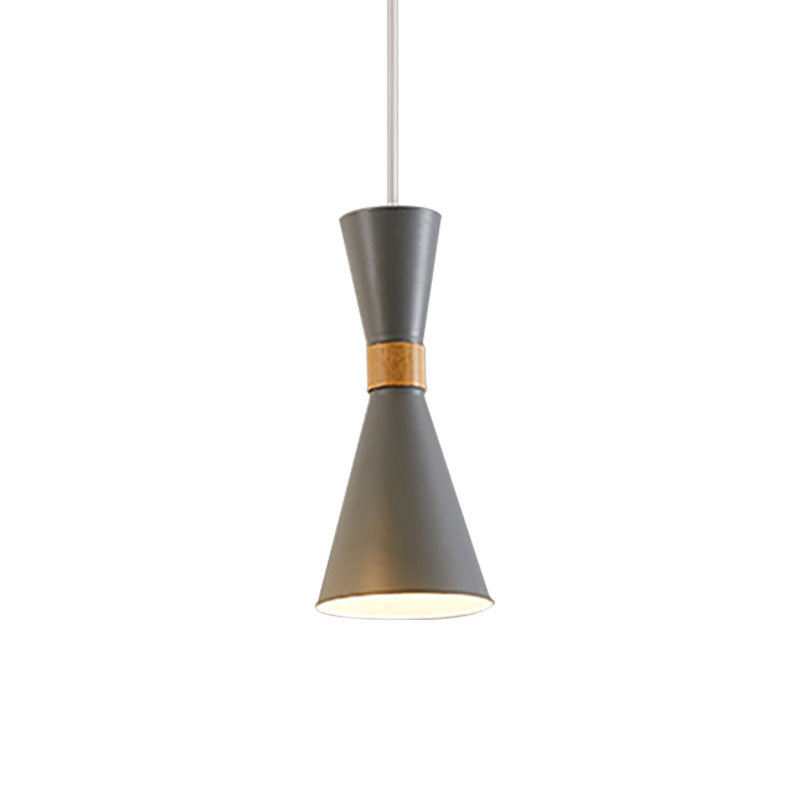 Nordic Metal Hourglass Mini Pendant Light - 1 Living Room & Hallway Hanging Lamp Grey