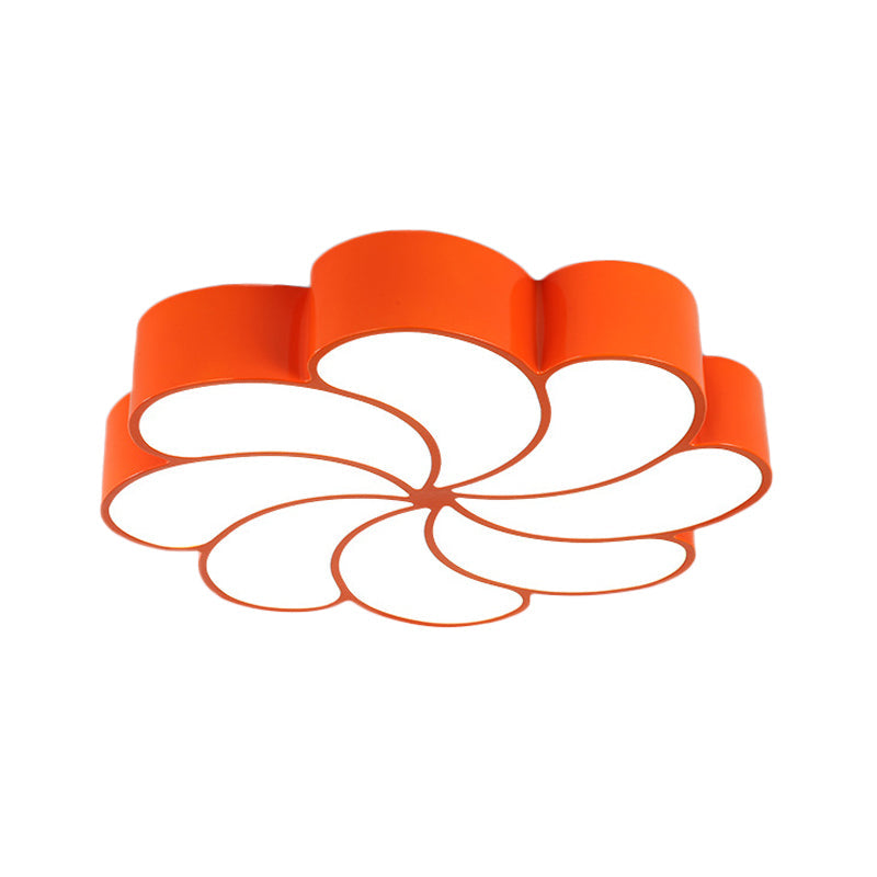Spiral Flower Acrylic Kids Led Flush Mount Light In Orange/Yellow