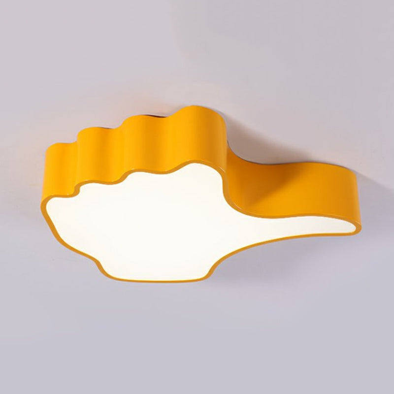 Modern Yellow Thumbs-Up Acrylic Flush Ceiling Light For Childs Bedroom