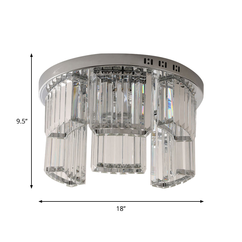 Contemporary Jagged Block Flush Mount Lamp - Clear Crystal Ceiling Light (18/23.5 W 6/9-Light) For