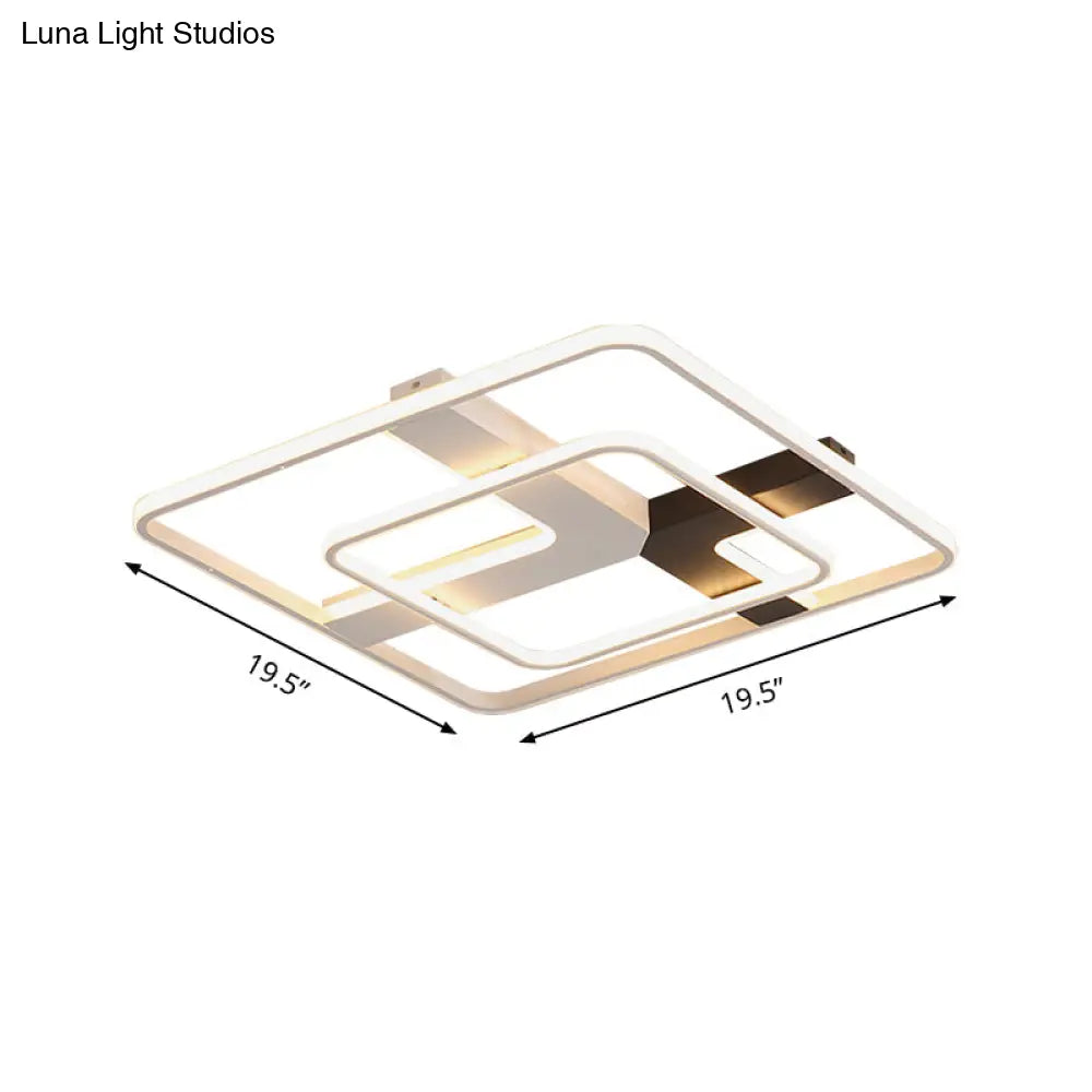 19.5’/23.5’ Wide Acrylic Square Flushmount Led Ceiling Lamp In White Light
