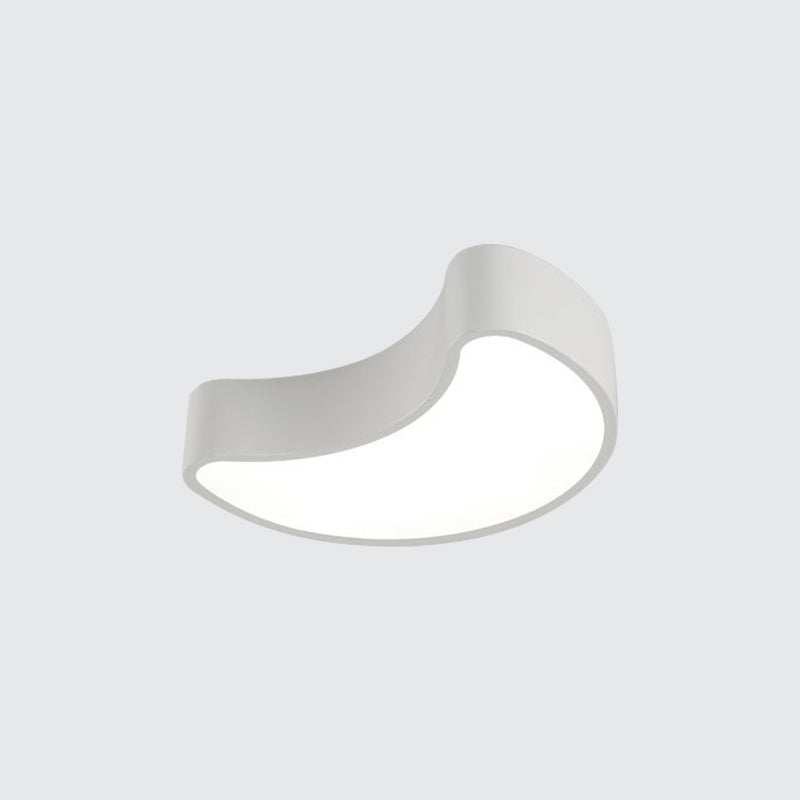 Semi-Moon Led Acrylic Flush Mount Ceiling Fixture For Kids Leisure Area - White/Red/Yellow Lighting