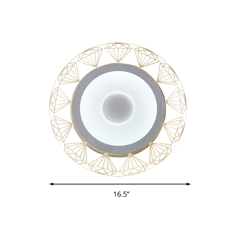 Led Round Ceiling Light With Diamond Wire - Modern Acrylic Lamp White Ideal For Kindergarten