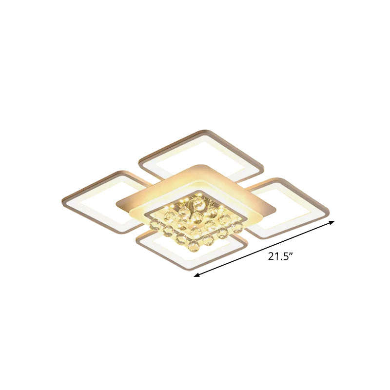 Simple White Acrylic Square Flushmount Light - 21.5’/25.5’ Width Led Flush Mount Lamp In