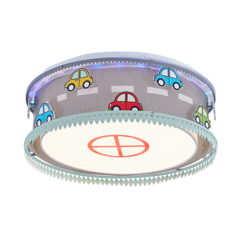 Kids Drum Bedroom Ceiling Light Fun Cartoon Design With Multi Color Flush Mount