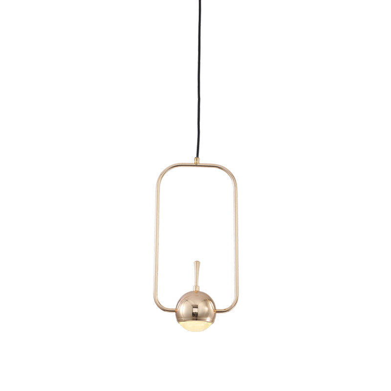 Modern Led Pendant Ceiling Light In Rose Gold Round/Triangle/Rectangle Shape With Acrylic Dome Shade