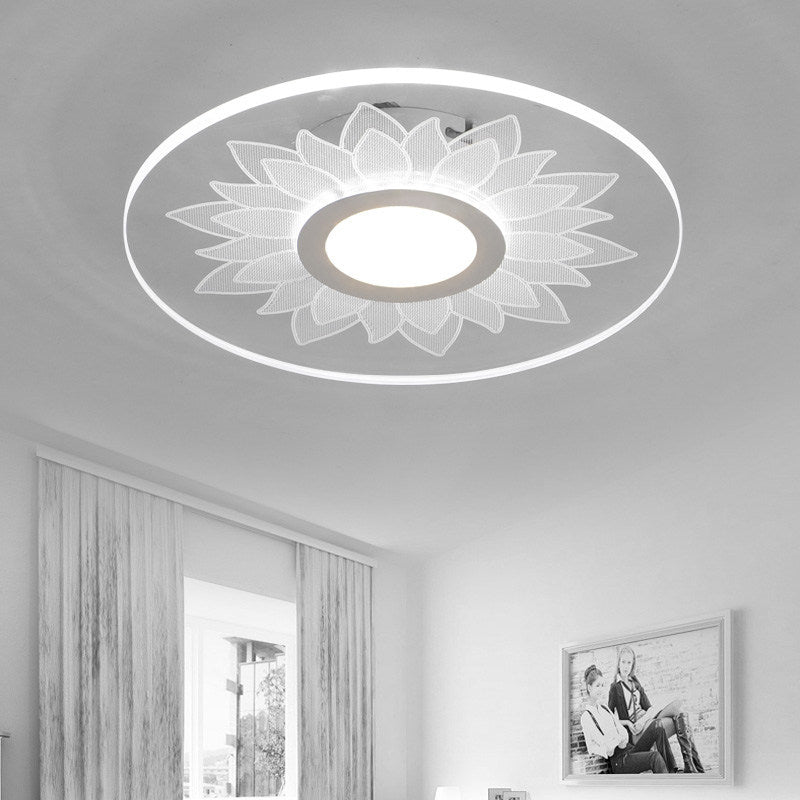 Kids Cartoon Led White Ceiling Lamp With Acrylic Flower Design Clear