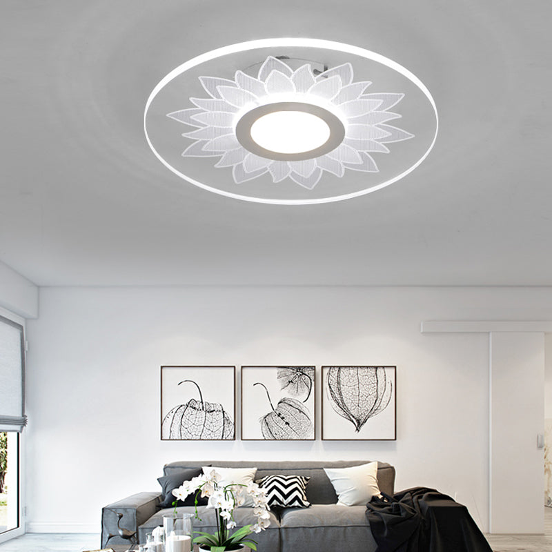 Kids Cartoon Led White Ceiling Lamp With Acrylic Flower Design