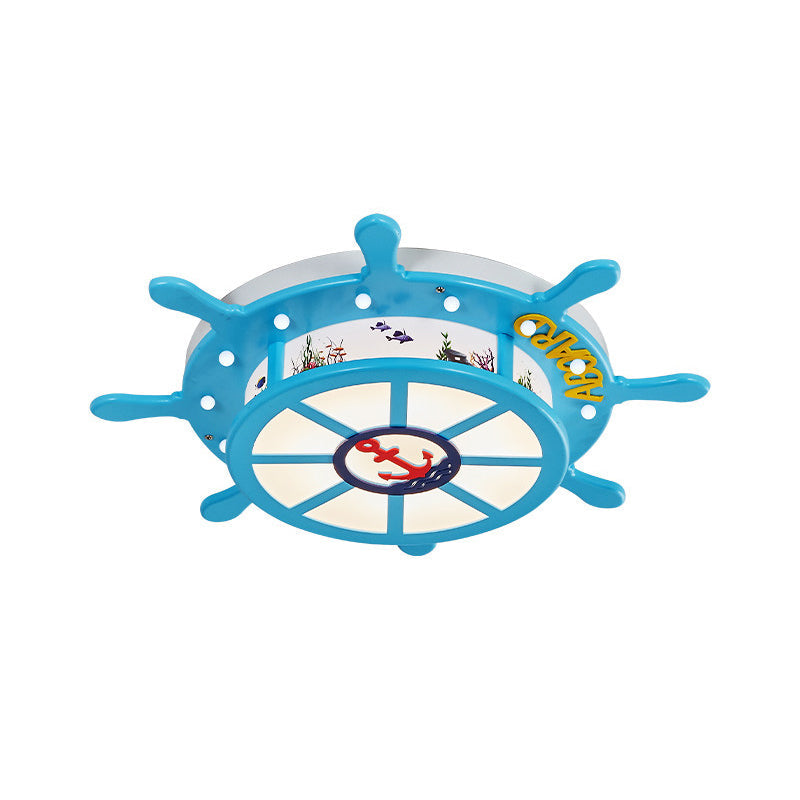 Nautical Blue Rudder Boys Bedroom Ceiling Lamp - Acrylic Flush Light