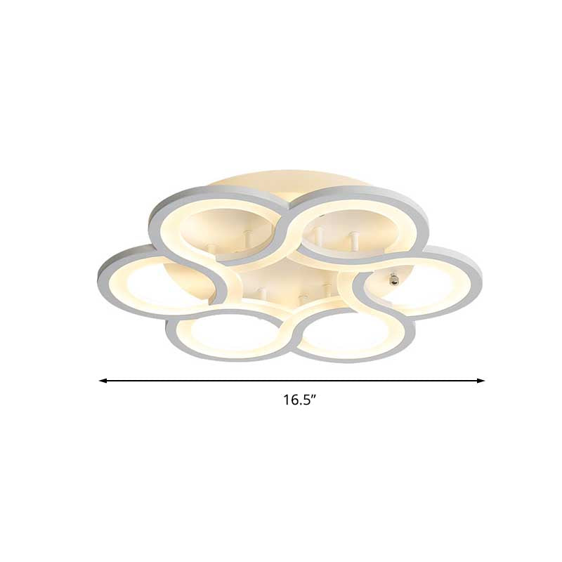 Modern Stylish White Acrylic Led Ceiling Fixture For Hotels - Petal Semi Mount Light