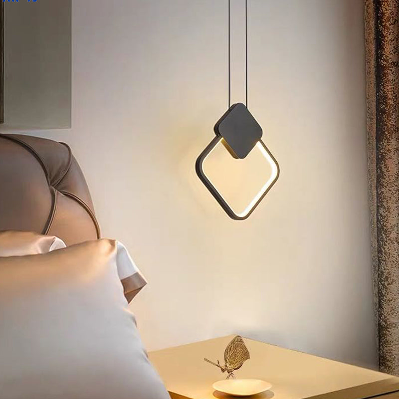 Minimalist Acrylic Hanging Ceiling Light: Oval Round Square Pendant Lighting In Black/White For