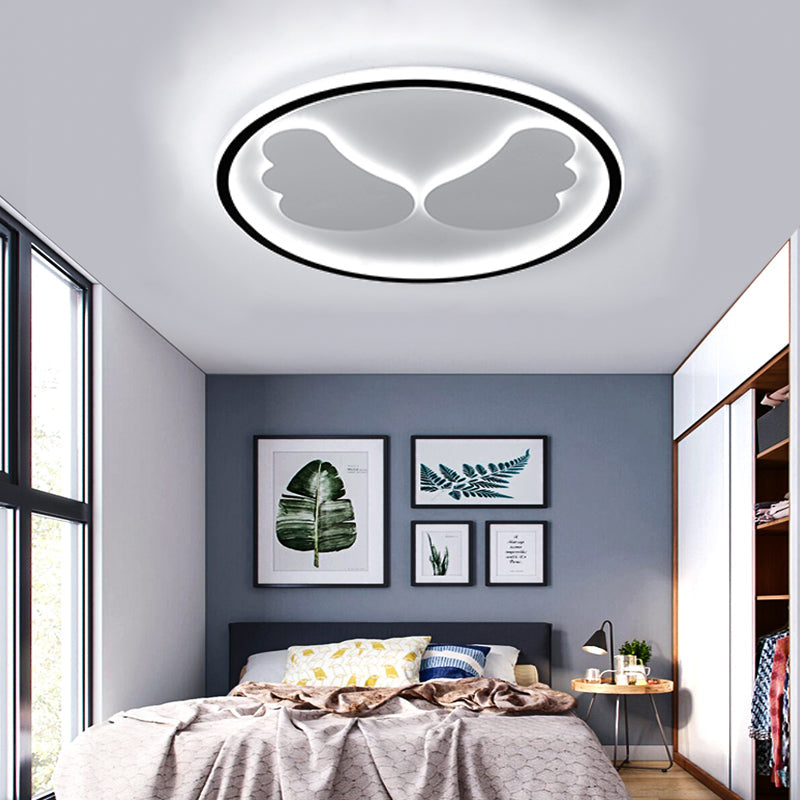 Modern Flush Mount Led Ceiling Light With Black Ring Acrylic Lamp For Kitchen / 16 White
