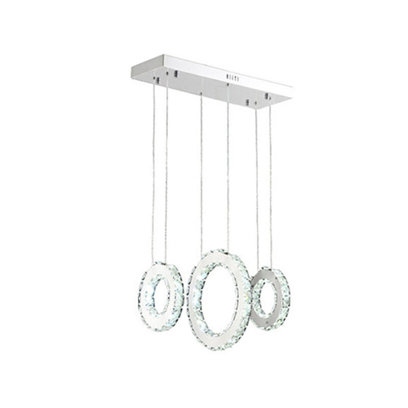 Modern Silver Crystal Pendant Light For Dining Room- 3/5 Lights
