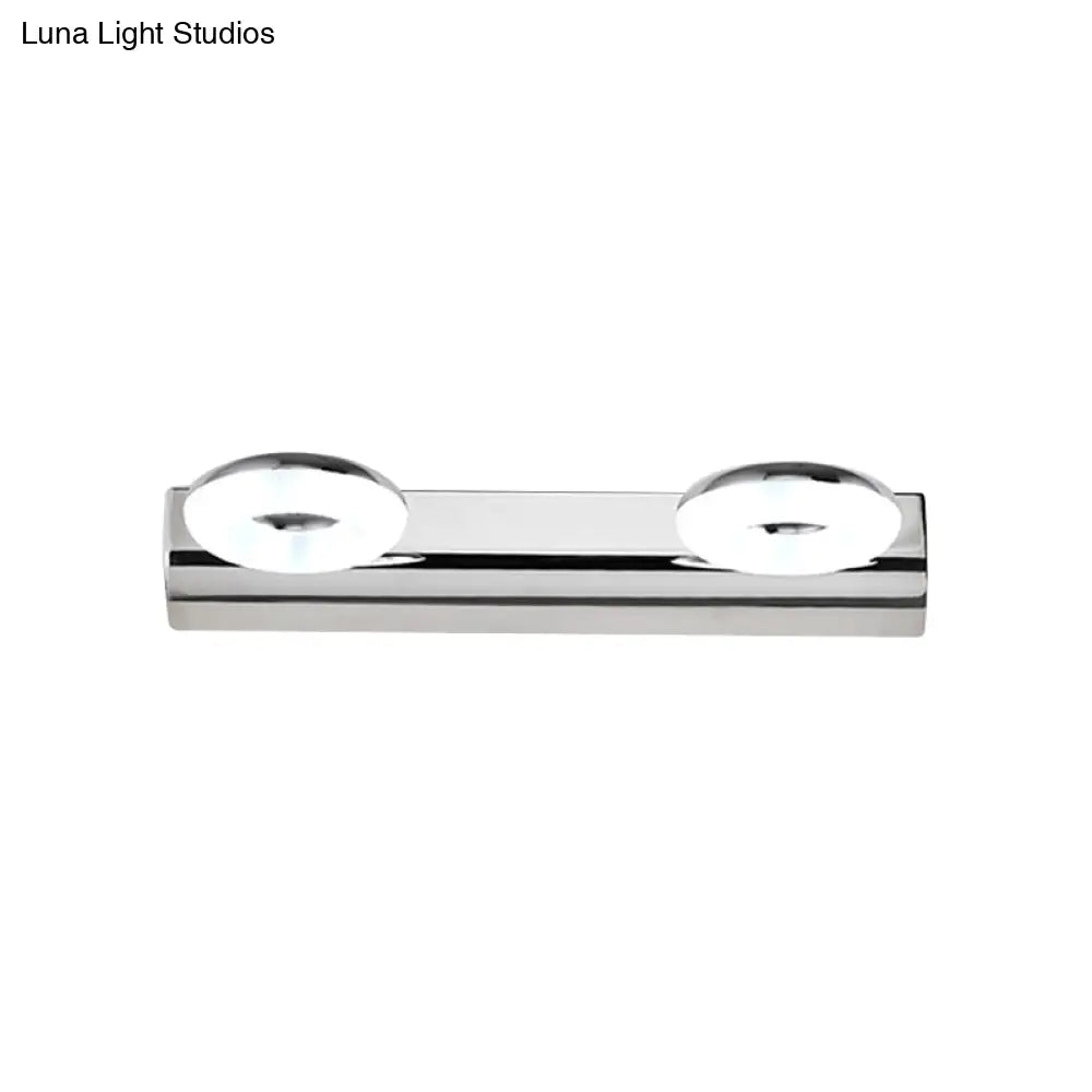 2/3 Head Bathroom Wall Vanity Light With Acrylic Shade - Silver Finish Warm/White Lighting