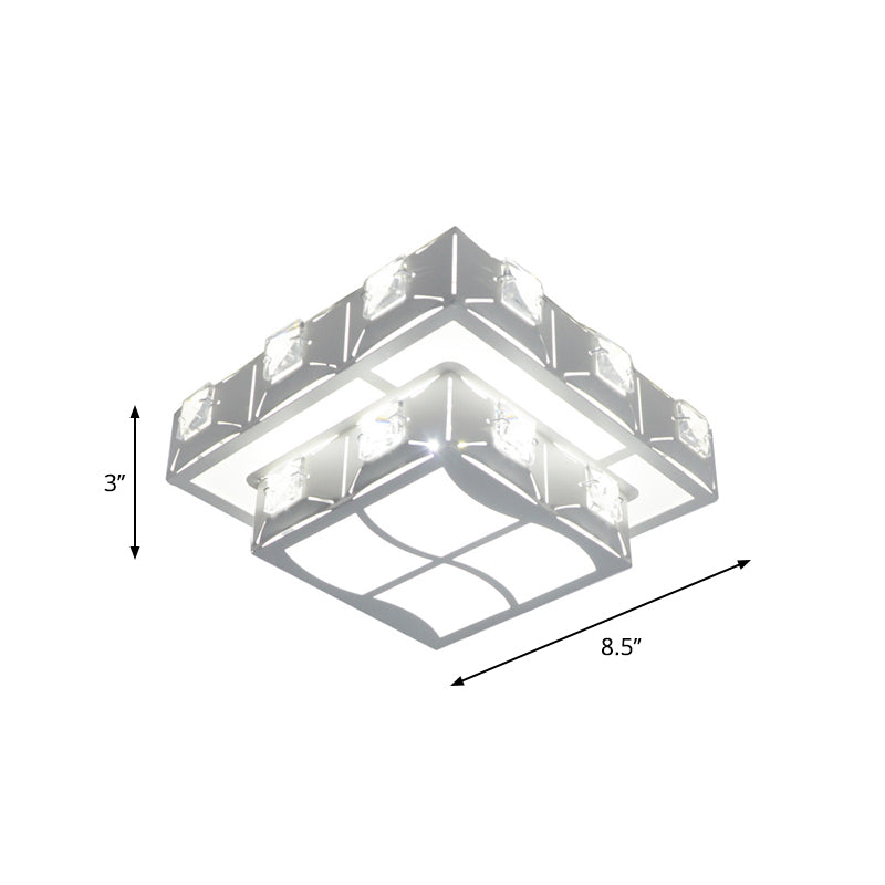 Modern 2-Tier Geometric Led Crystal Flush Light Fixture