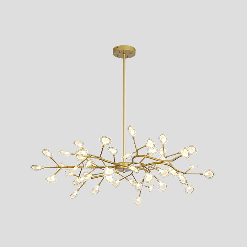 Simple Metallic Starburst Led Chandelier - Elegant Living Room Lighting