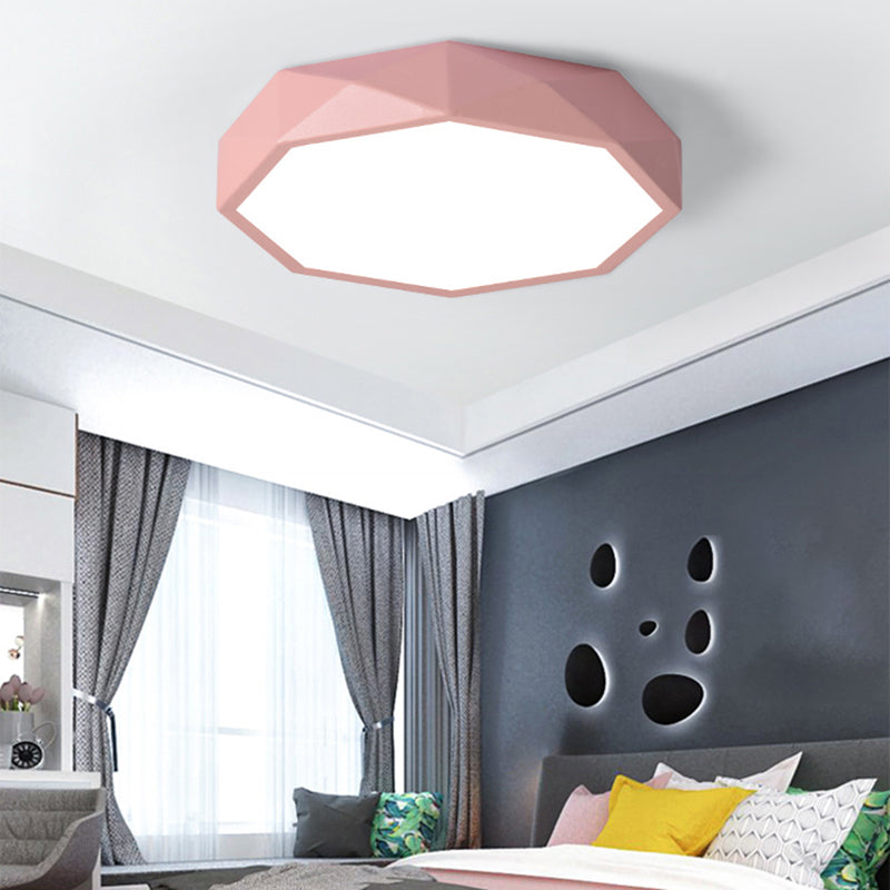 Octagon Acrylic Ceiling Lamp: Modern Macaron Loft Led Flush Mount For Kitchen Pink / 12
