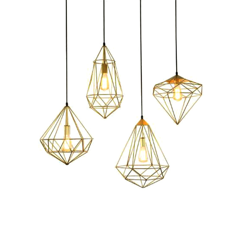 Antique Gemstone Iron Pendant Light - Elegant 1-Light Fixture For Dining Room