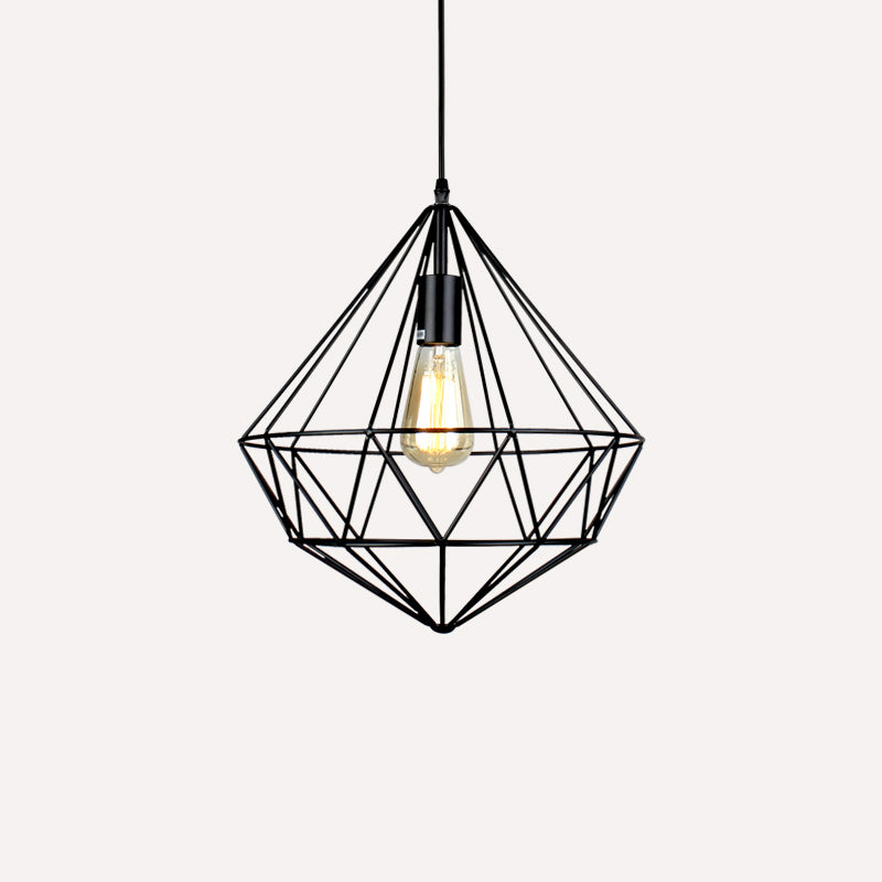 Antique Gemstone Iron Pendant Light - Elegant 1-Light Fixture For Dining Room Black / C