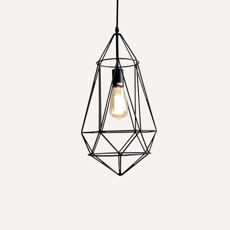 Antique Gemstone Iron Pendant Light - Elegant 1-Light Fixture For Dining Room Black / D