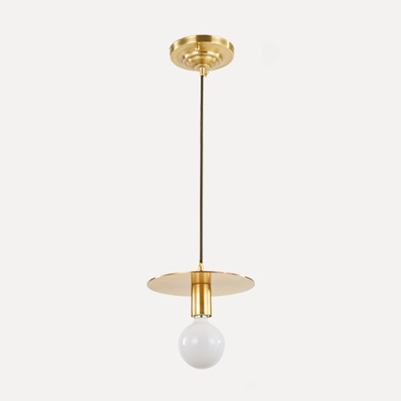 Modern Gold Geometric Ceiling Pendant Light - Single Metallic Hanging Lamp