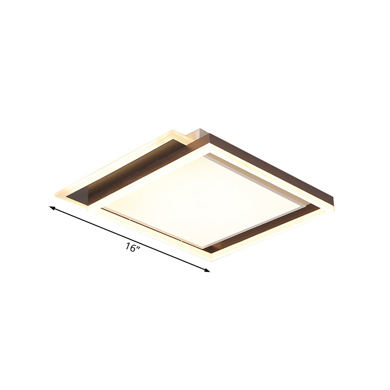 Modern Acrylic Brown Led Flush Light For Bedroom Ceiling - 16/19.5/35.5 Width In Warm/White