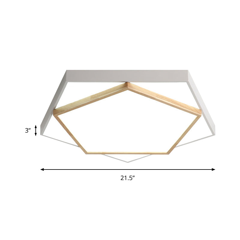 Pentagon Led Flush Mount Lamp In Acrylic Grey/White - 3 Color Options And Sizes Available