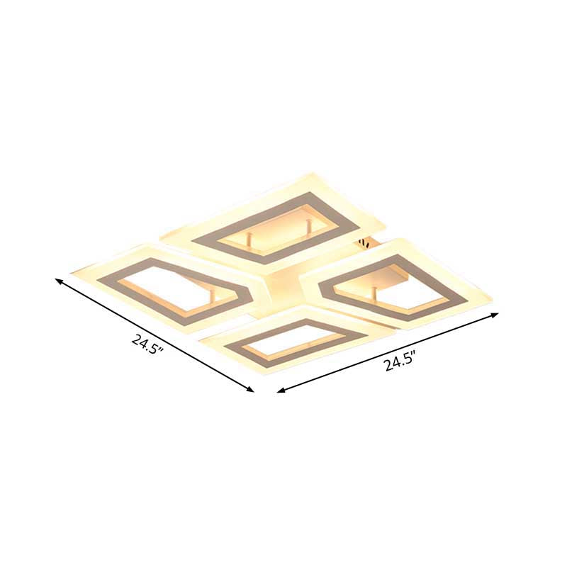 Modern Led Flush Light For Bedroom | Square/Rectangular Splicing Warm/White 16/24.5/37.5 W