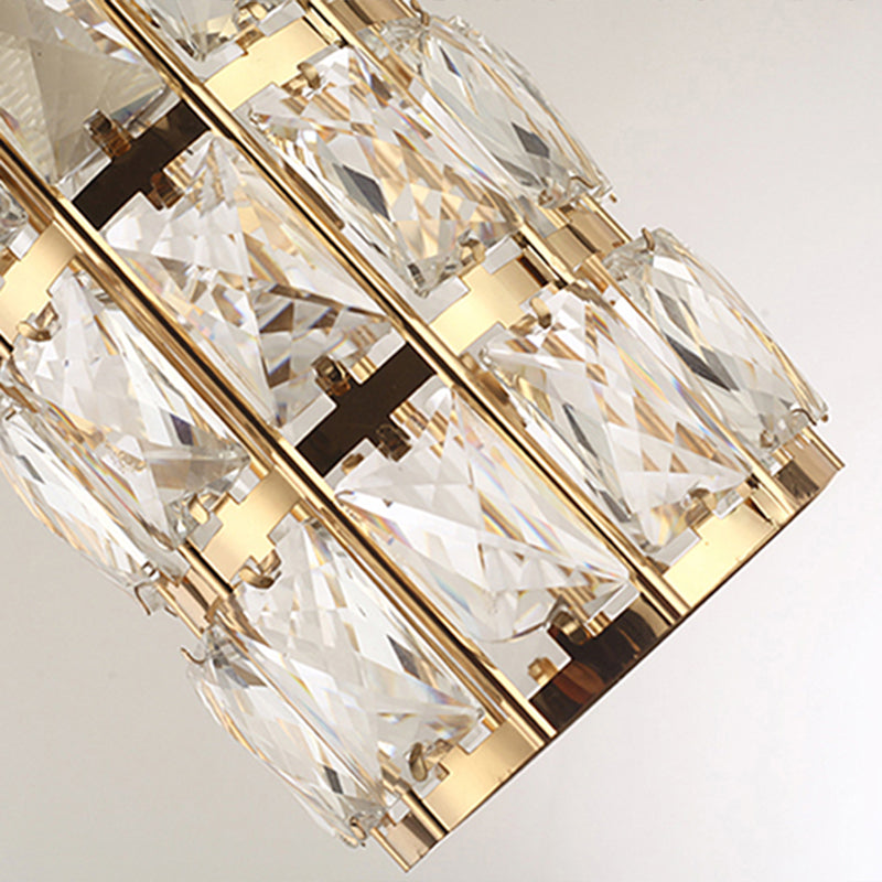Modern Crystal-Encrusted Cylindrical Ceiling Lamp - 10 Bulbs Suspension Light Fixture For Staircase