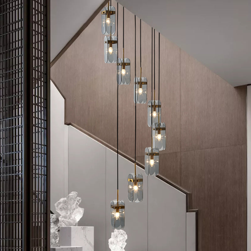Modern Oval Panel Pendant Light Fixture For Glass Staircases 9 / Smoke Gray