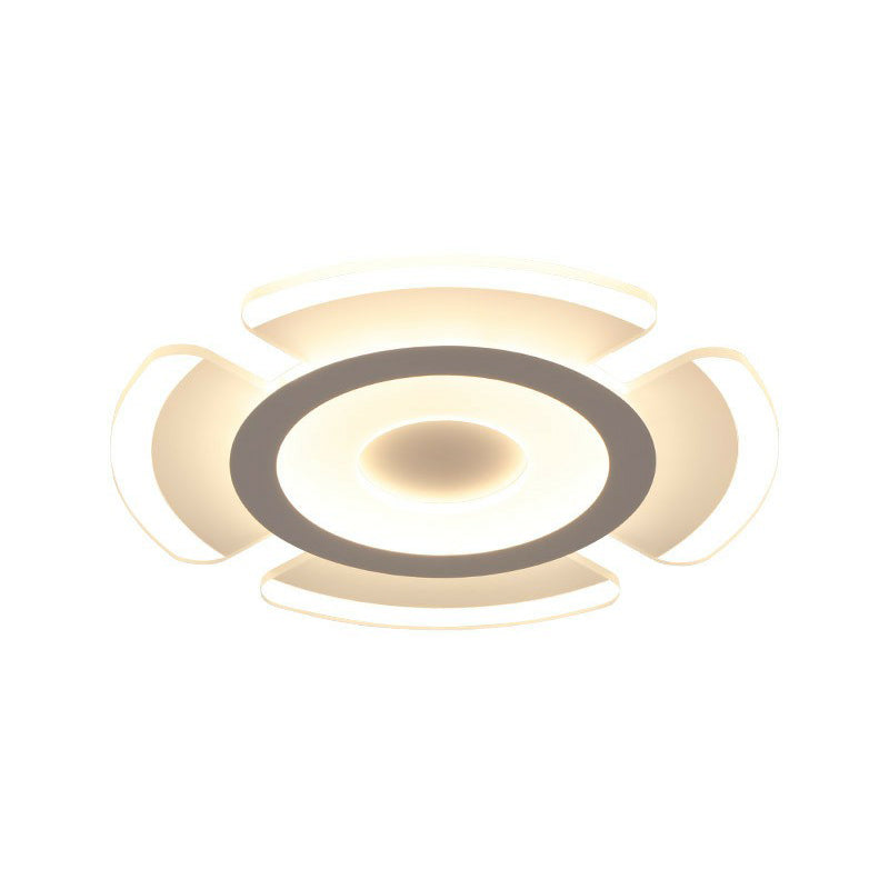 Minimalist Clear Led Flush Mount Fixture For Living Room - Metallic Circular Lighting