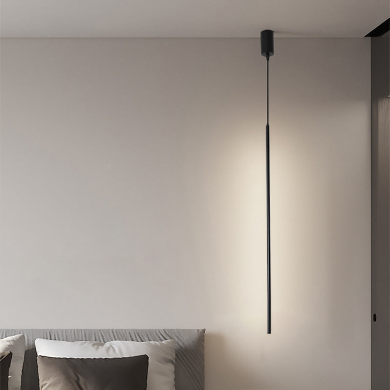 Minimalist Black Acrylic Pole Led Suspension Pendant Light For Bedside
