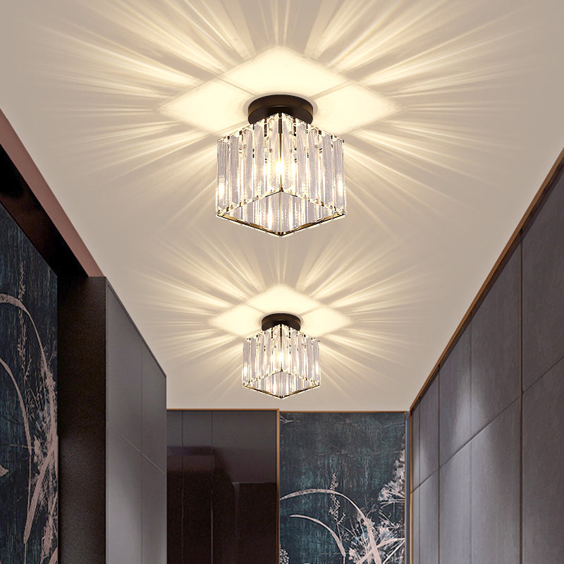 Contemporary Geometric Crystal Prism Flush Mount Led Ceiling Light Fixture
