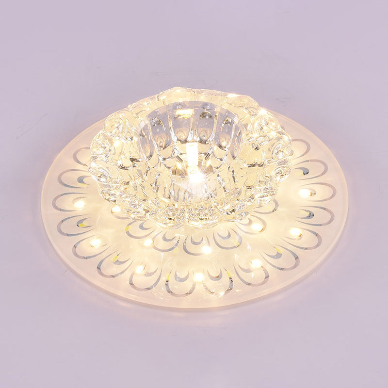 Minimalist Crystal Floral Led Flush Mount For Corridor Lighting Clear / Warm