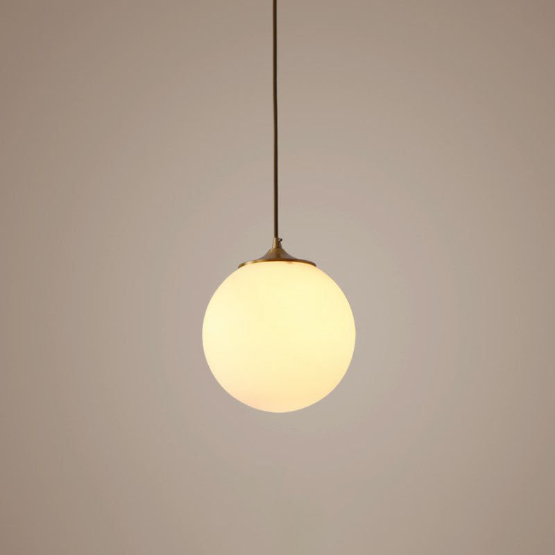 Sleek Frosted White Glass Pendant Light With Global Suspension - Ideal For Dining Rooms 1 Bulb Drop