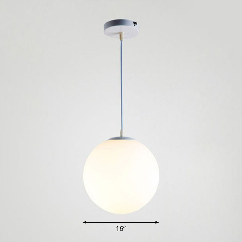 Minimalist Single Restaurant Ceiling Lamp With Opal Glass Shade White / 16