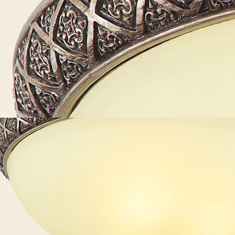 Frosted Glass Flush Mount Lamp With 5 Classic Lights - Brown Ceiling Lighting For Living Room