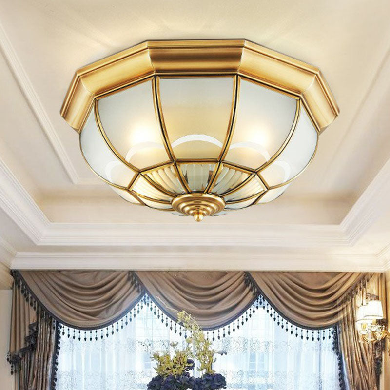 Minimalist Opaque Glass Domed Flushmount Ceiling Light For Dining Room