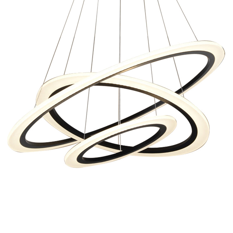 Led Acrylic Circular Stairway Chandelier - Artistic Pendant Light In White