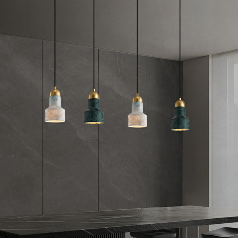 Postmodern Marble Grenade Pendant With Single Bulb For Stylish Table Lighting