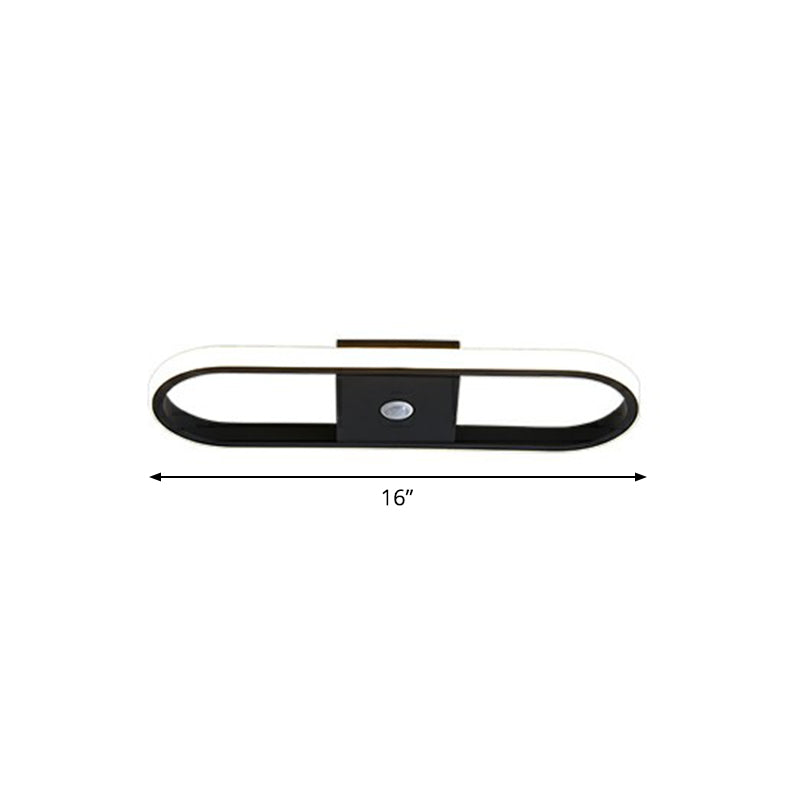 Sleek Geometric Led Ceiling Light - Minimalist Metal Flush Mount Fixture For Corridors Black / Oval