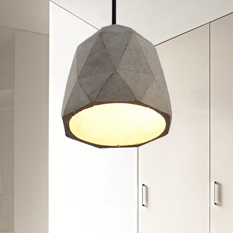 Vintage Cement Pendant Hanging Lamp: Bowl/Cylinder/Semi Circle Shape 1 Light Grey - Ideal For Dining