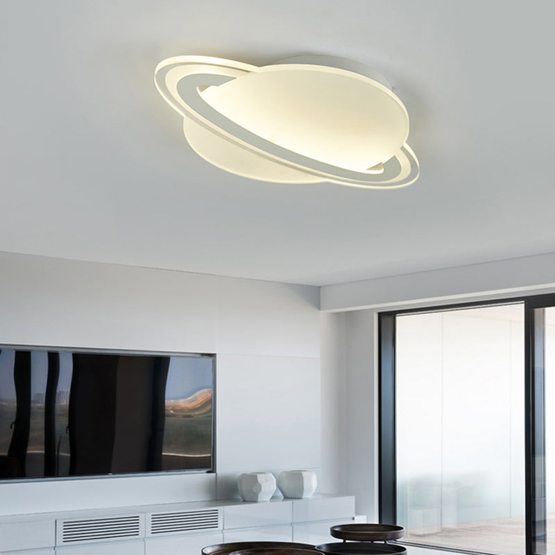 Kids White Led Ceiling Mount Light With Unique Planet Shape For Bedrooms