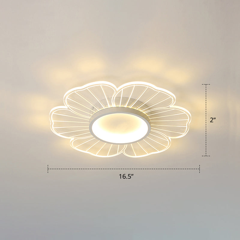 Modern Led Flower Ceiling Mount Light Fixture For Bedroom - Acrylic Flush White / 16.5 Third Gear