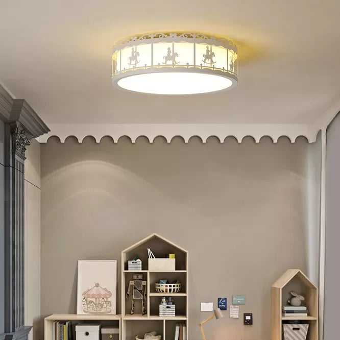 Colorful Round Ceiling Light For Kindergarten With Acrylic Flush Mount